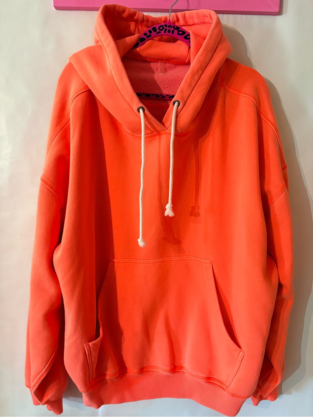 Free People Oversized Neon Orange/coral Pullover Hoodie